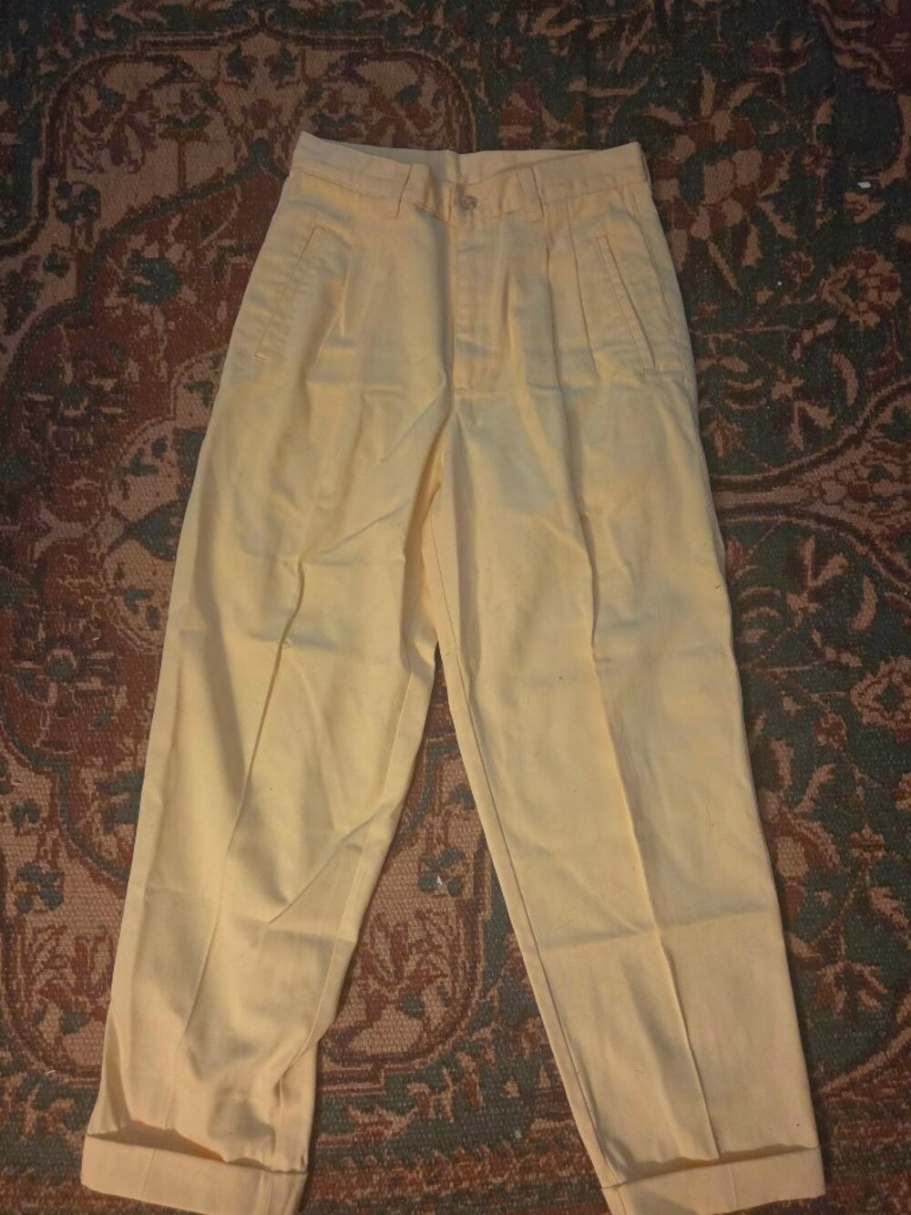 Vintage Northern Reflections pale butter yellow pleated trousers - Picture 1 of 3